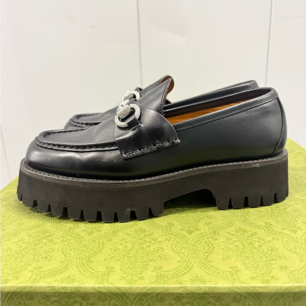 Gucci Black Leather Women's Chunky Loafers - Picture 8 of 11